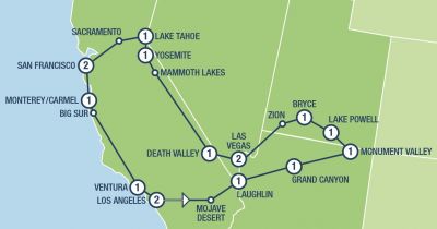 Map showing the Tour regions